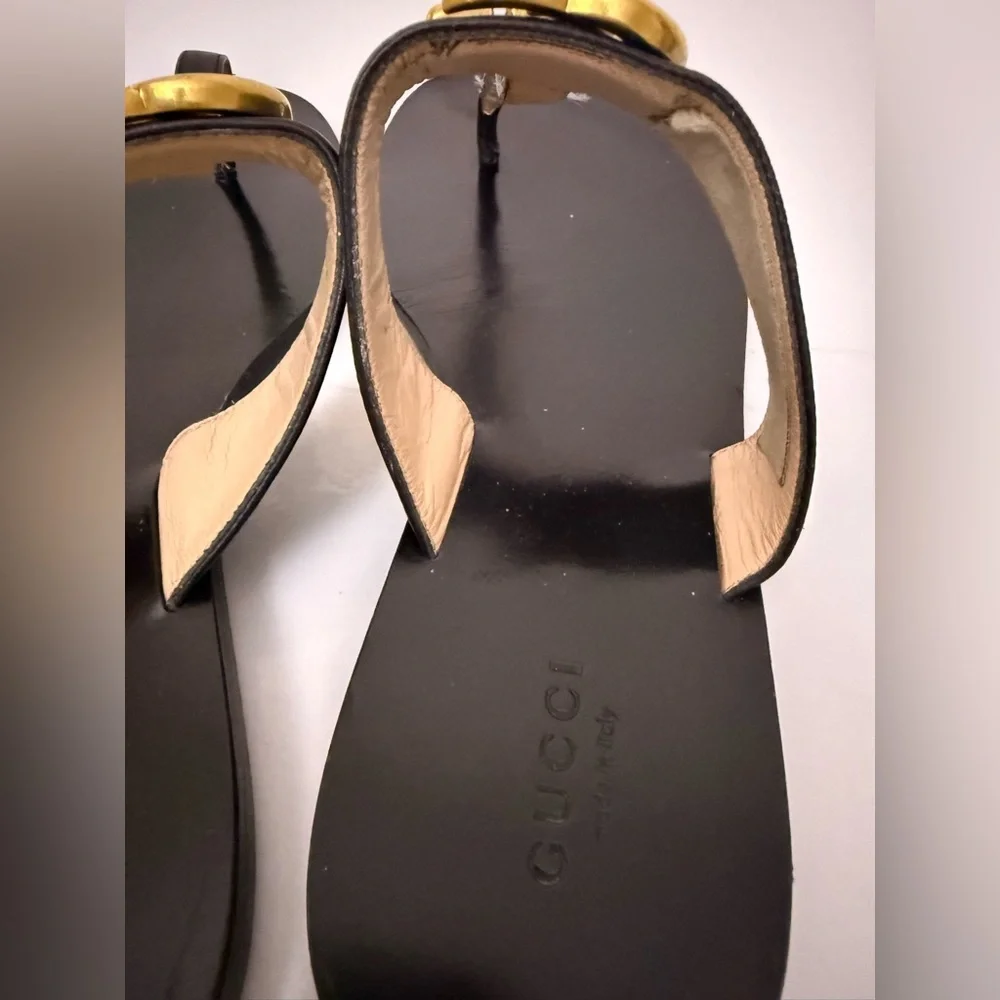 Gucci Black and Gold Sandals - Picture 4 of 16